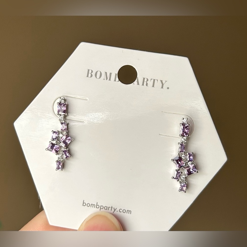Bomb Party Ophelia Earrings Lab Created Tanzanite CZ NWT-RBP4595 Purple